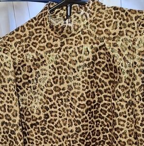 🥀Leopard Print Golden Thread Dress $38 BNT